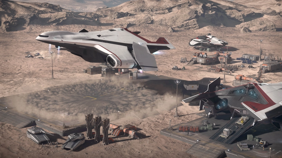 Cargo ship at planet